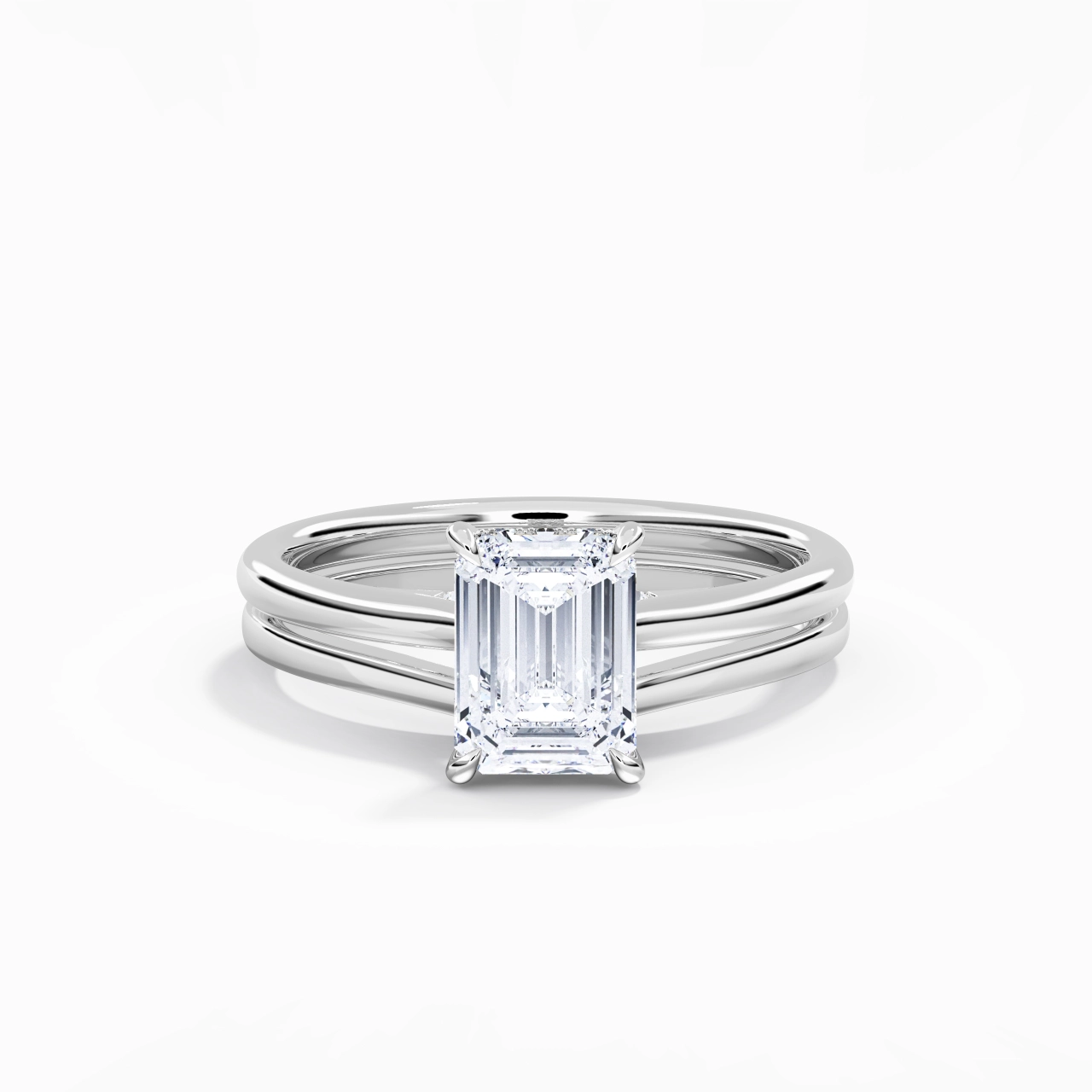 Cathedral Hidden Halo Wedding Ring Set 2.00ct Moissanite