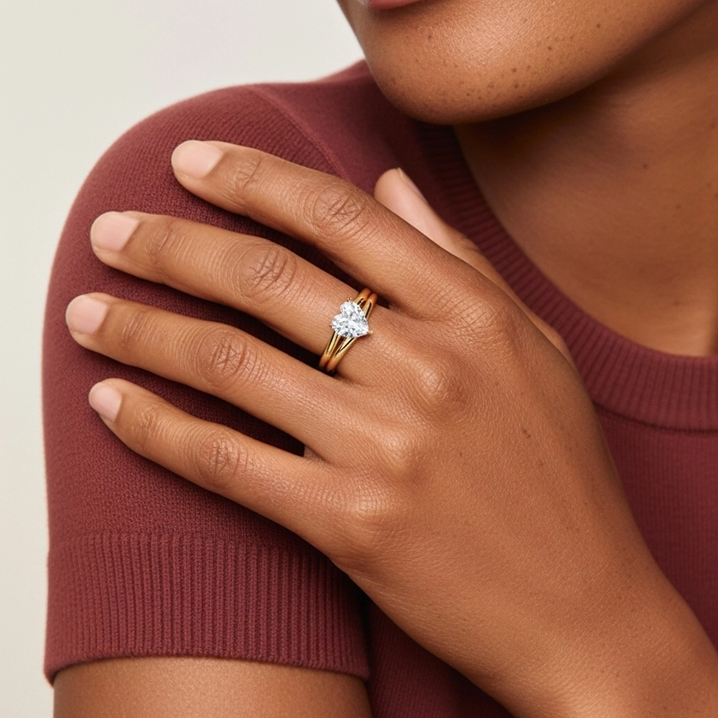 Gótico Aro de halo oculto Conjunto de Anillos de Boda 1.00ct Moissanita