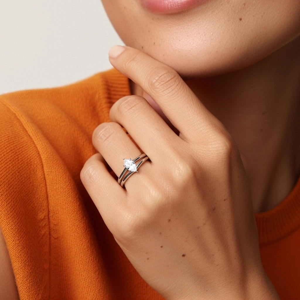 Cathedral Hidden Halo Wedding Ring Set 1.00ct Moissanite