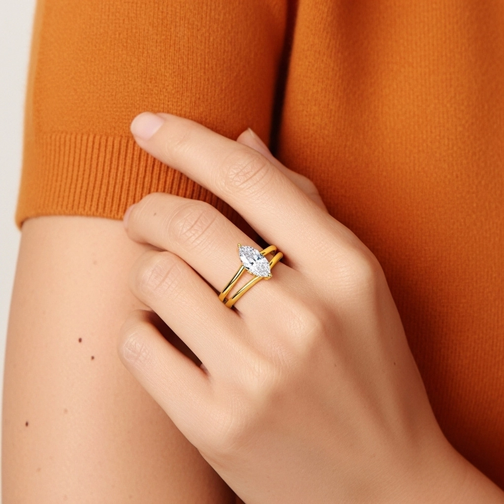 Cathedral Hidden Halo Wedding Ring Set 1.00ct Moissanite