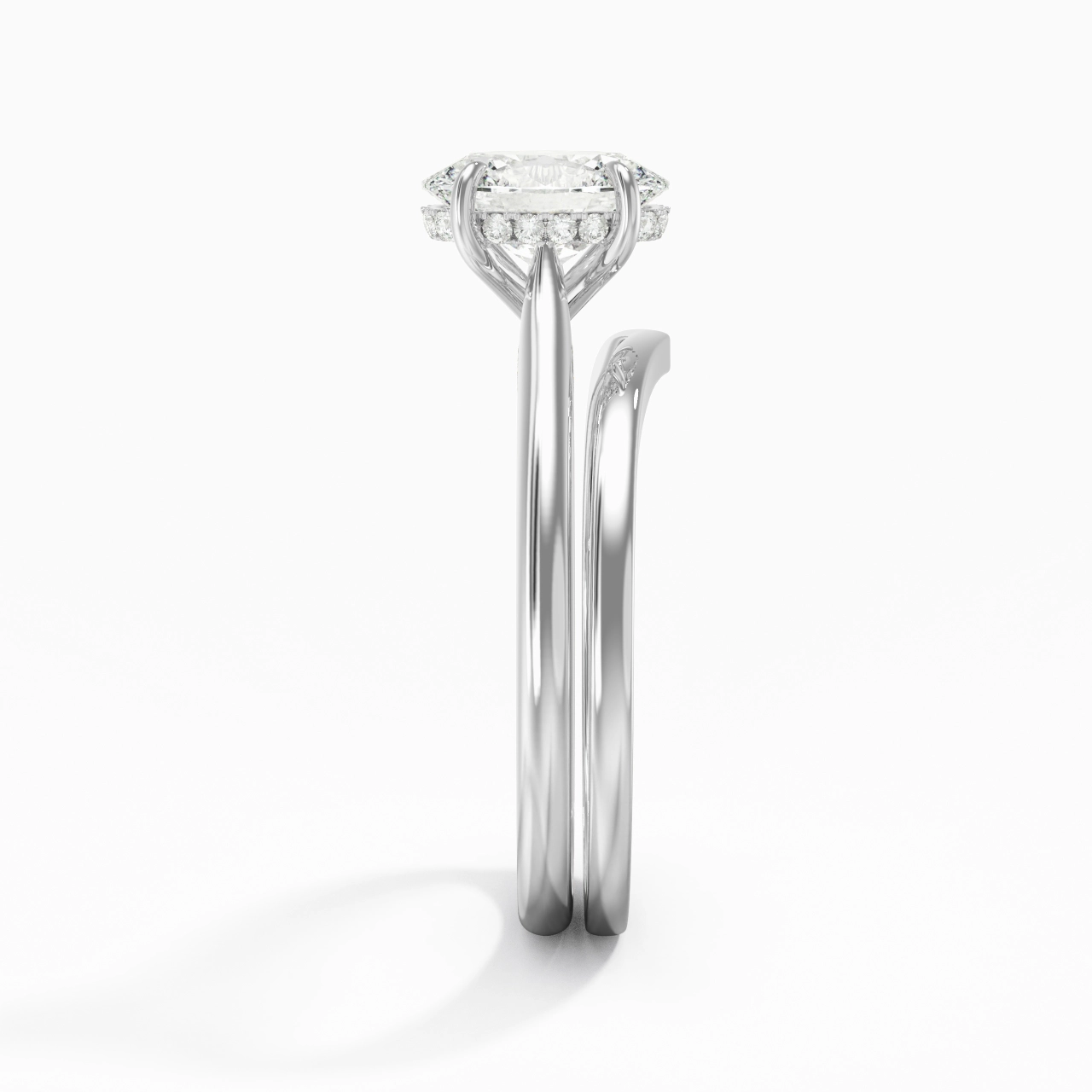 Cathedral Hidden Halo Wedding Ring Set 1.50ct Moissanite