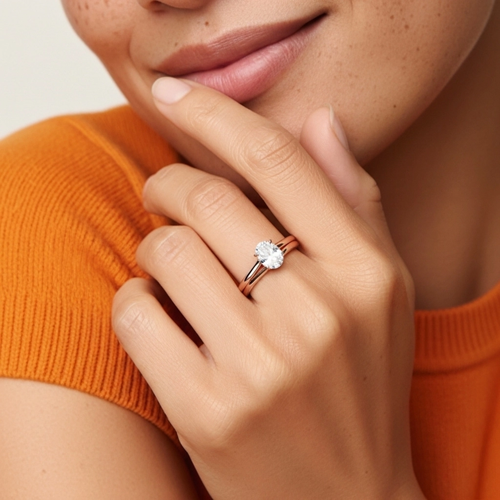 Gótico Aro de halo oculto Conjunto de Anillos de Boda 1.00ct Moissanita