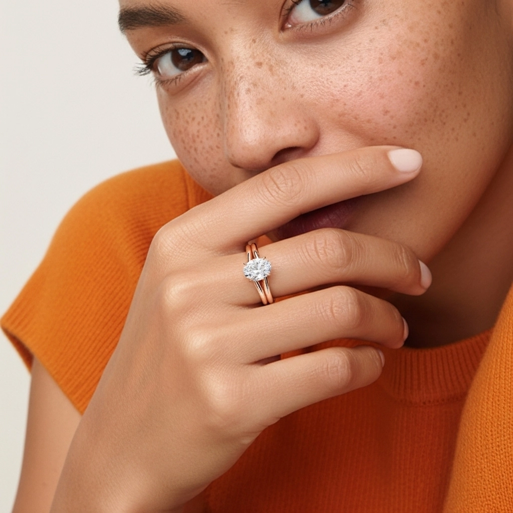 Gótico Aro de halo oculto Conjunto de Anillos de Boda 1.00ct Moissanita