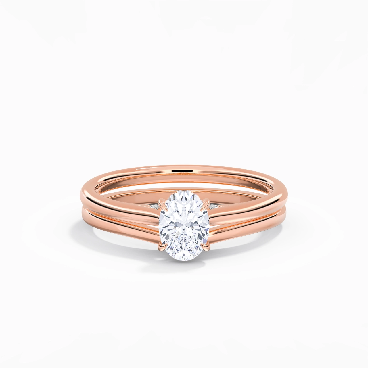 Cathedral Hidden Halo Wedding Ring Set 1.00ct Moissanite