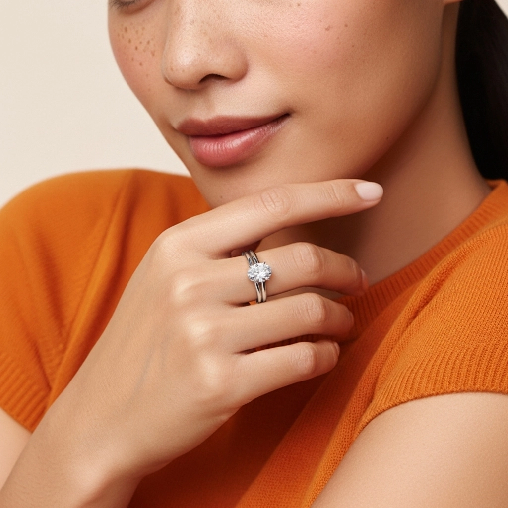 Cathedral Hidden Halo Wedding Ring Set 1.00ct Moissanite