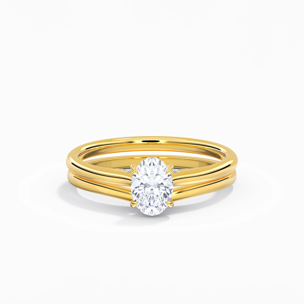 Cathedral Hidden Halo Wedding Ring Set 1.00ct Moissanite