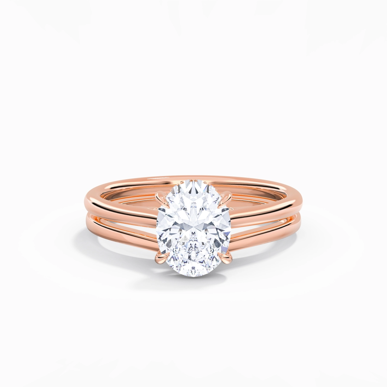 Cathedral Hidden Halo Wedding Ring Set 2.00ct Moissanite