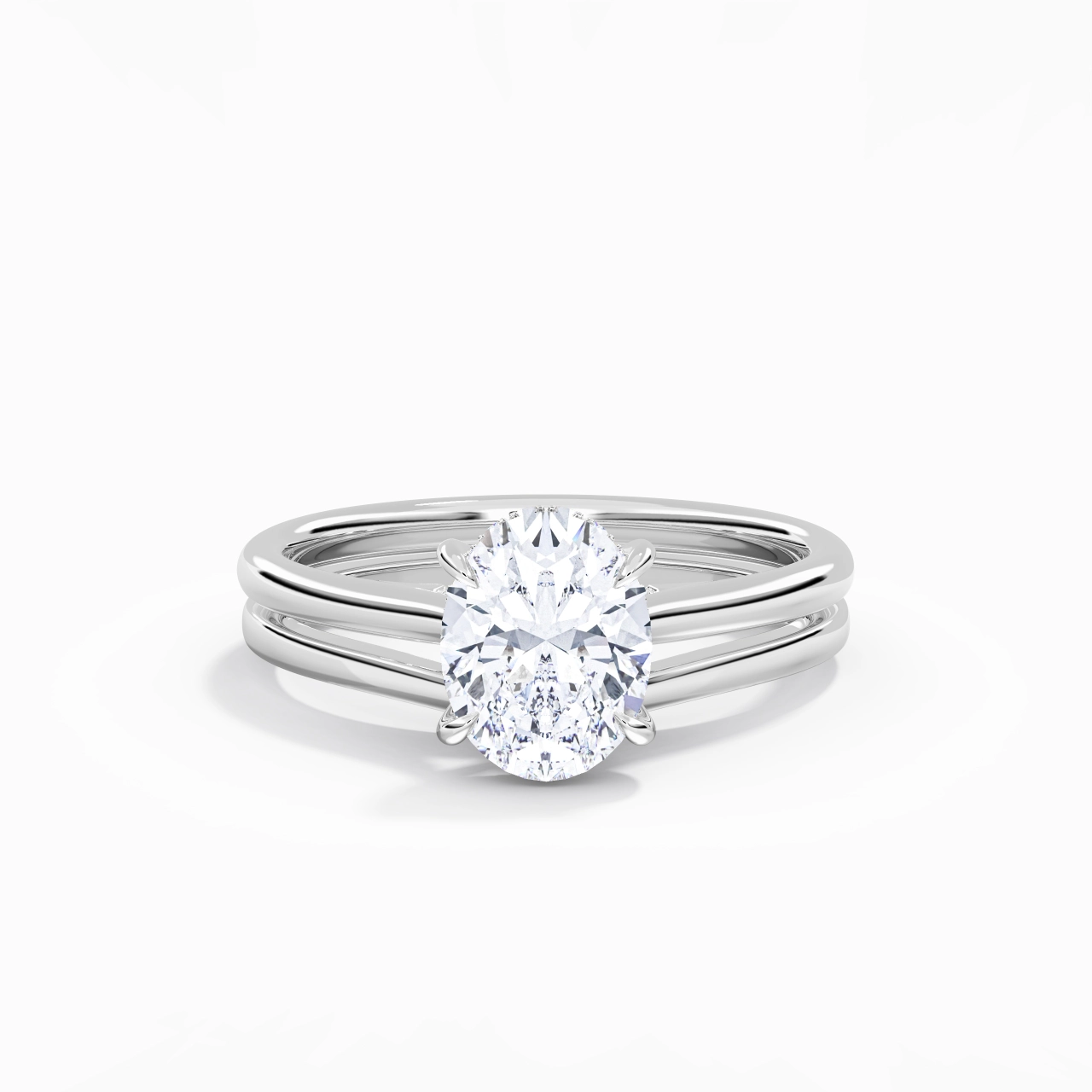 Cathedral Hidden Halo Wedding Ring Set 2.00ct Moissanite