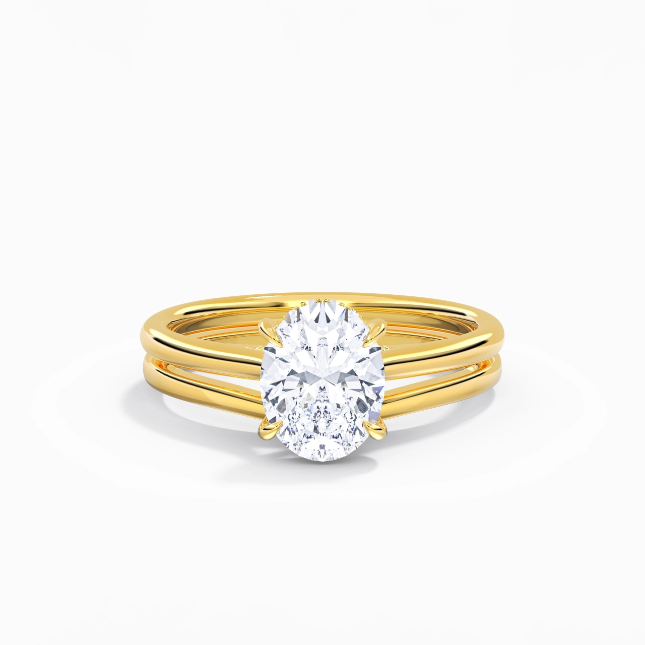 Cathedral Hidden Halo Wedding Ring Set 2.00ct Moissanite