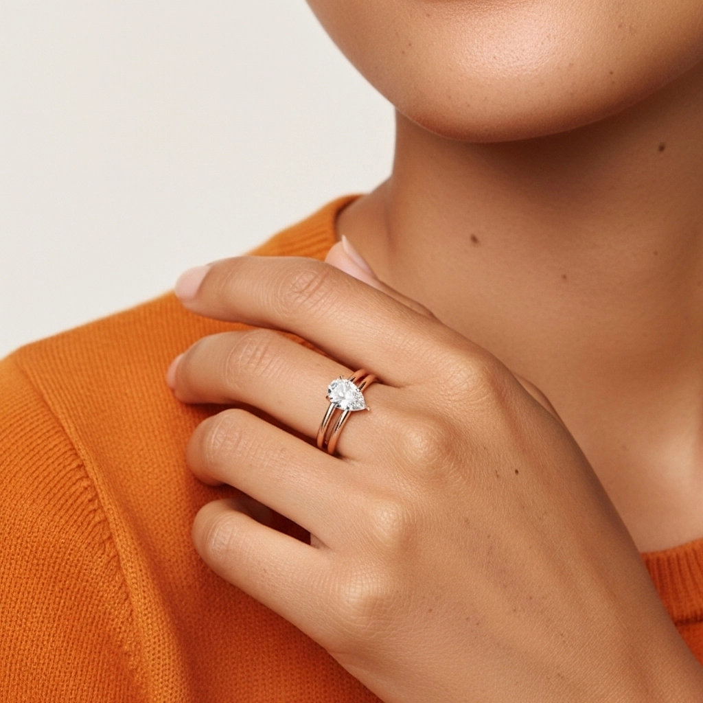 Cathedral Hidden Halo Wedding Ring Set 1.00ct Moissanite