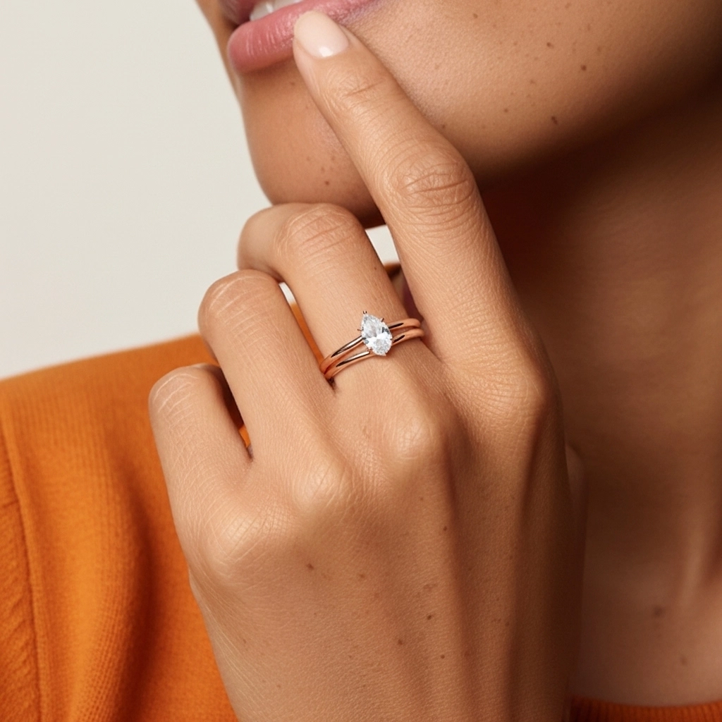 Cathedral Hidden Halo Wedding Ring Set 1.00ct Moissanite