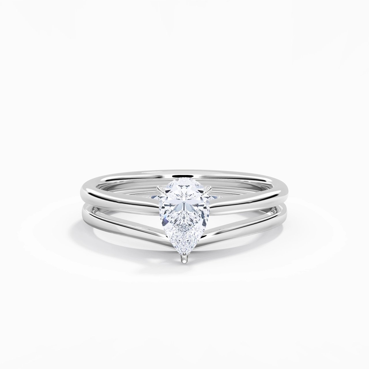 Cathedral Hidden Halo Wedding Ring Set 1.00ct Moissanite