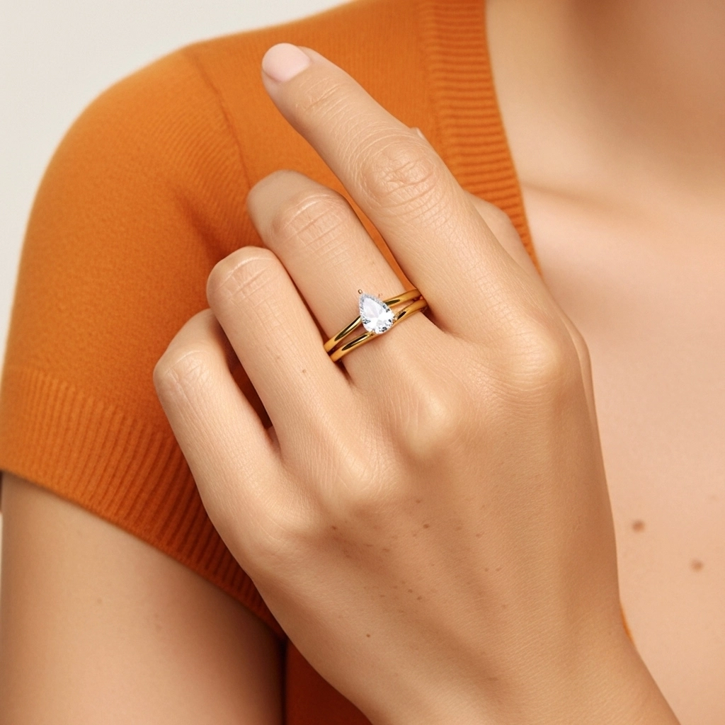 Cathedral Hidden Halo Wedding Ring Set 1.00ct Moissanite