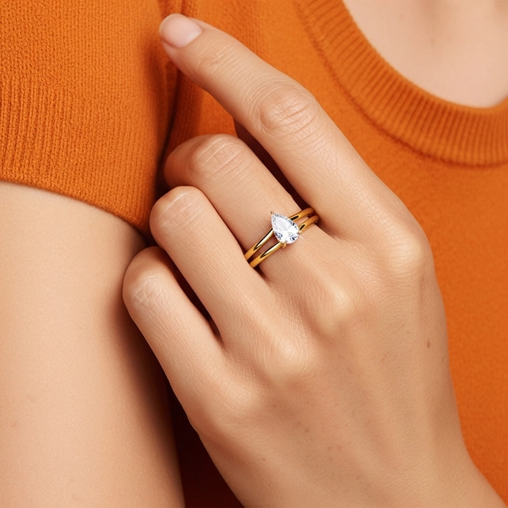 Cathedral Hidden Halo Wedding Ring Set 1.00ct Moissanite