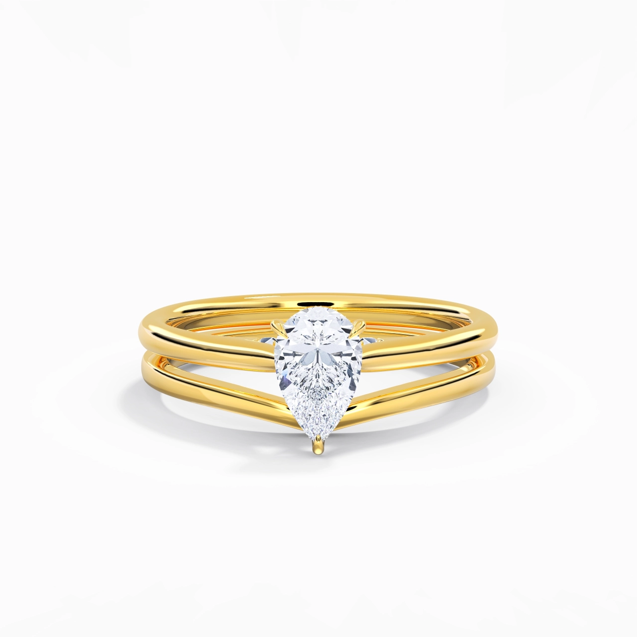 Cathedral Hidden Halo Wedding Ring Set 1.00ct Moissanite