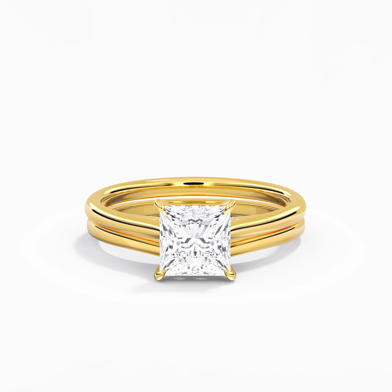 Cathedral Hidden Halo Wedding Ring Set 1.50ct Moissanite