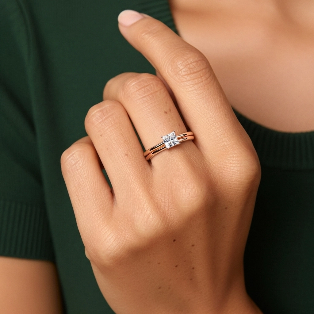 Cathedral Hidden Halo Wedding Ring Set 1.00ct Moissanite