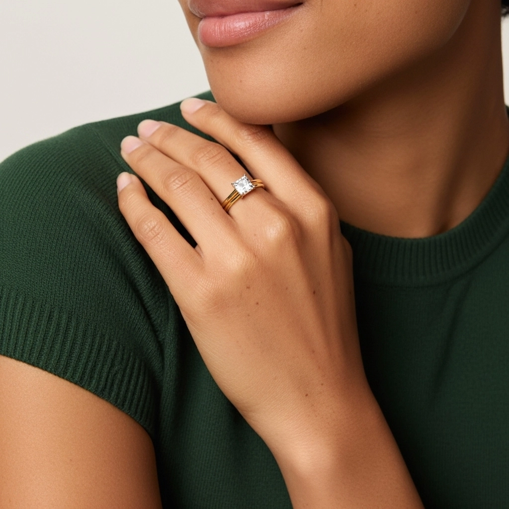 Cathedral Hidden Halo Wedding Ring Set 1.50ct Moissanite