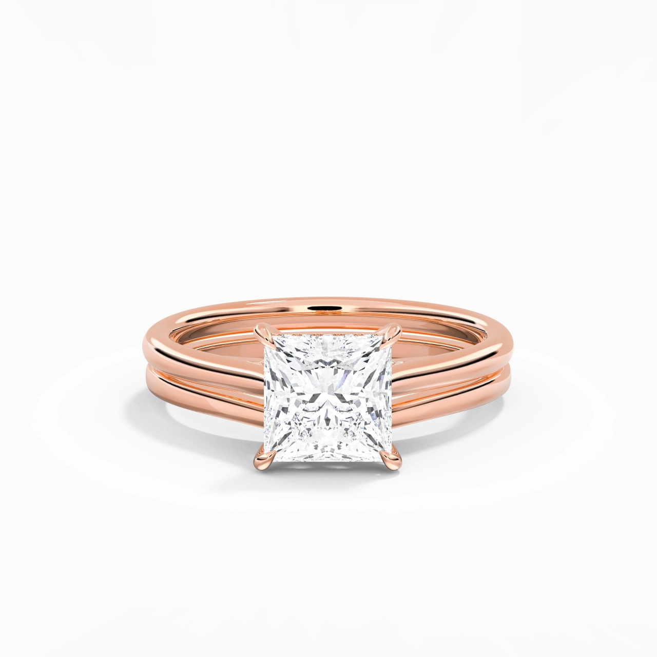 Cathedral Hidden Halo Wedding Ring Set 2.00ct Moissanite