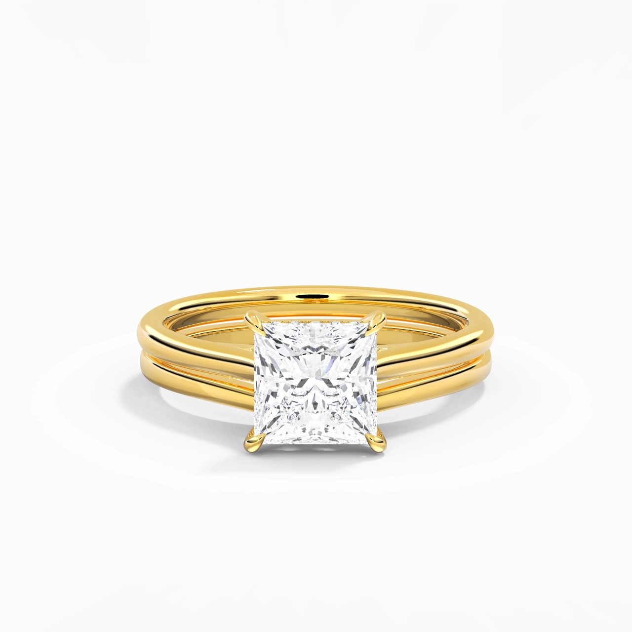 Cathedral Hidden Halo Wedding Ring Set 2.00ct Moissanite