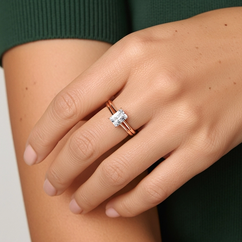 Cathedral Hidden Halo Wedding Ring Set 1.00ct Moissanite