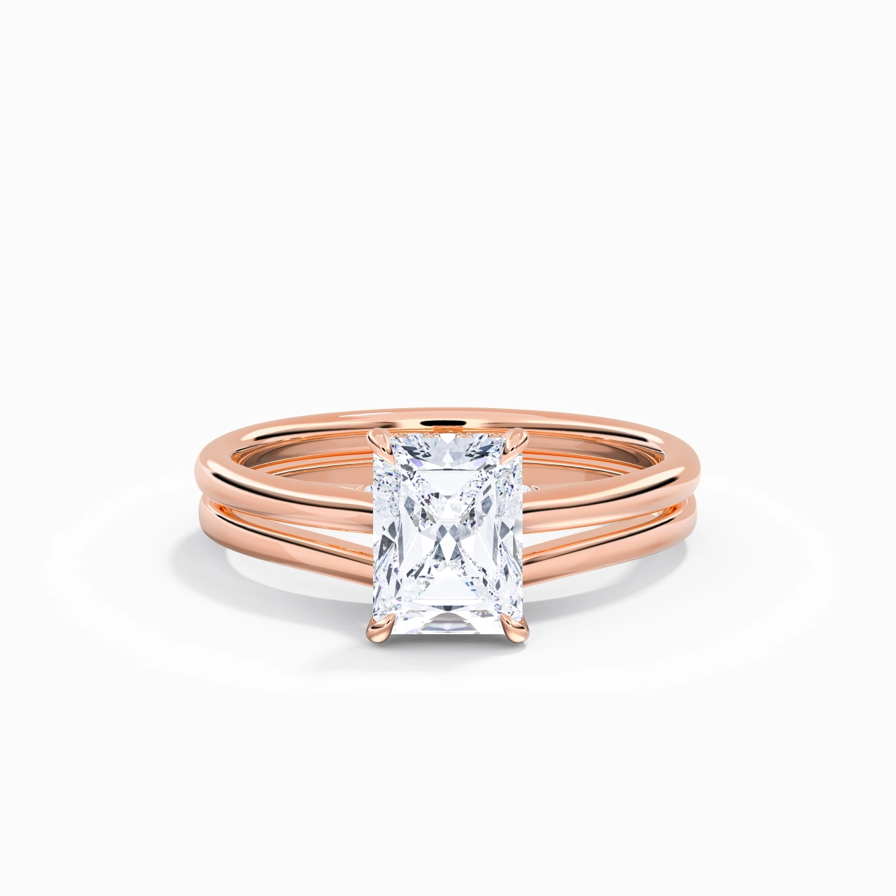 Cathedral Hidden Halo Wedding Ring Set 2.00ct Moissanite