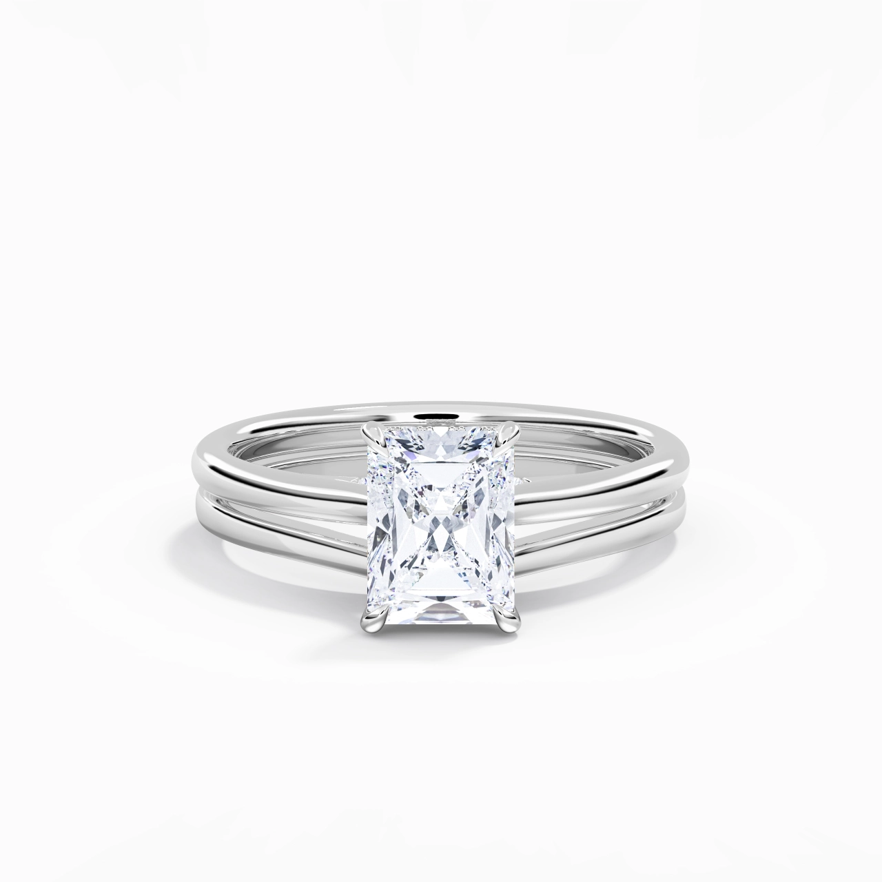 Cathedral Hidden Halo Wedding Ring Set 2.00ct Moissanite