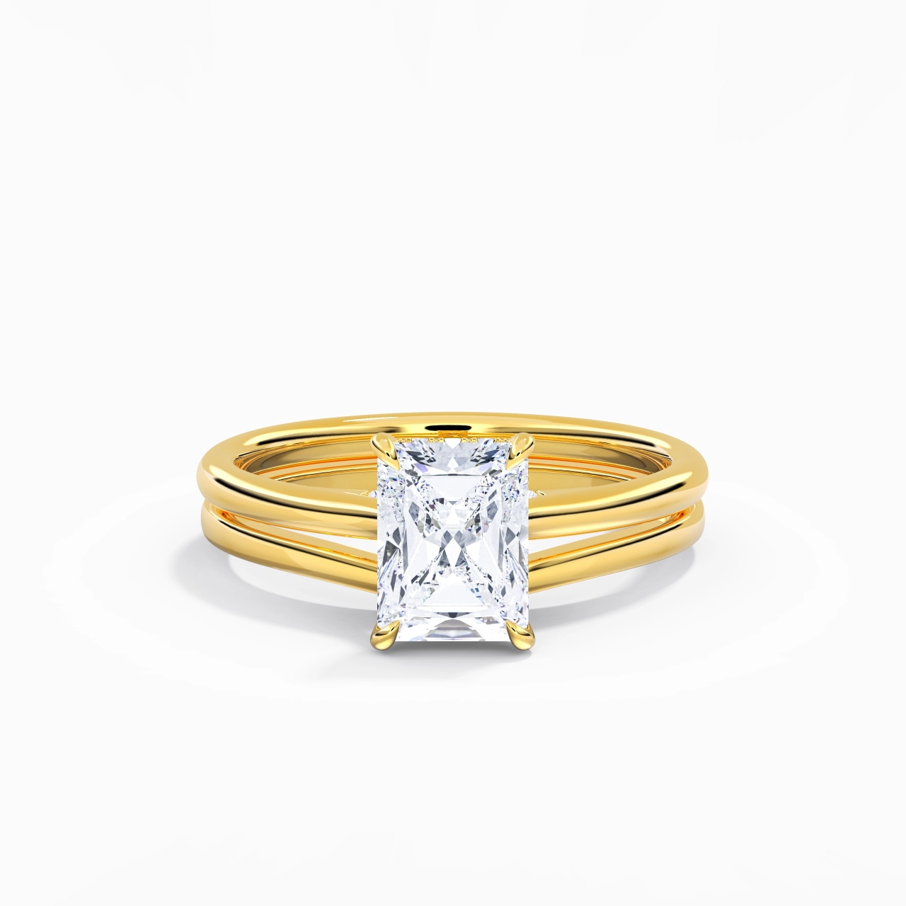 Cathedral Hidden Halo Wedding Ring Set 2.00ct Moissanite
