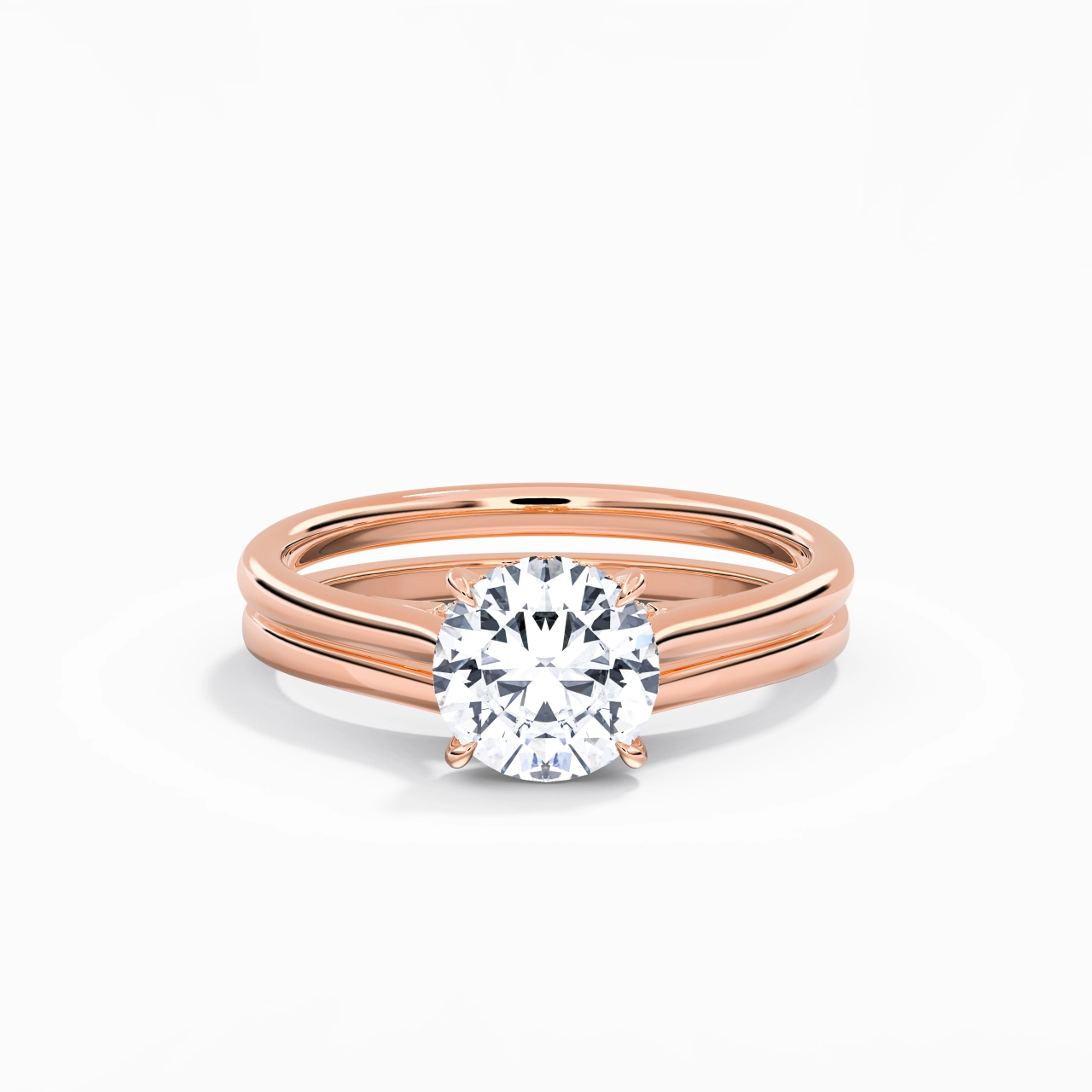 Cathedral Hidden Halo Wedding Ring Set 1.50ct Moissanite