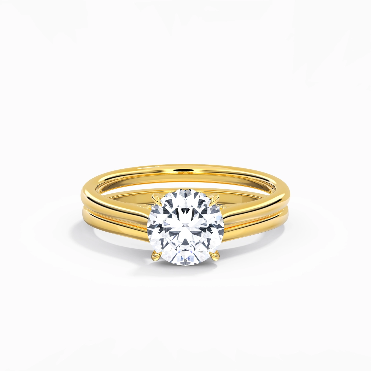 Cathedral Hidden Halo Wedding Ring Set 1.50ct Moissanite