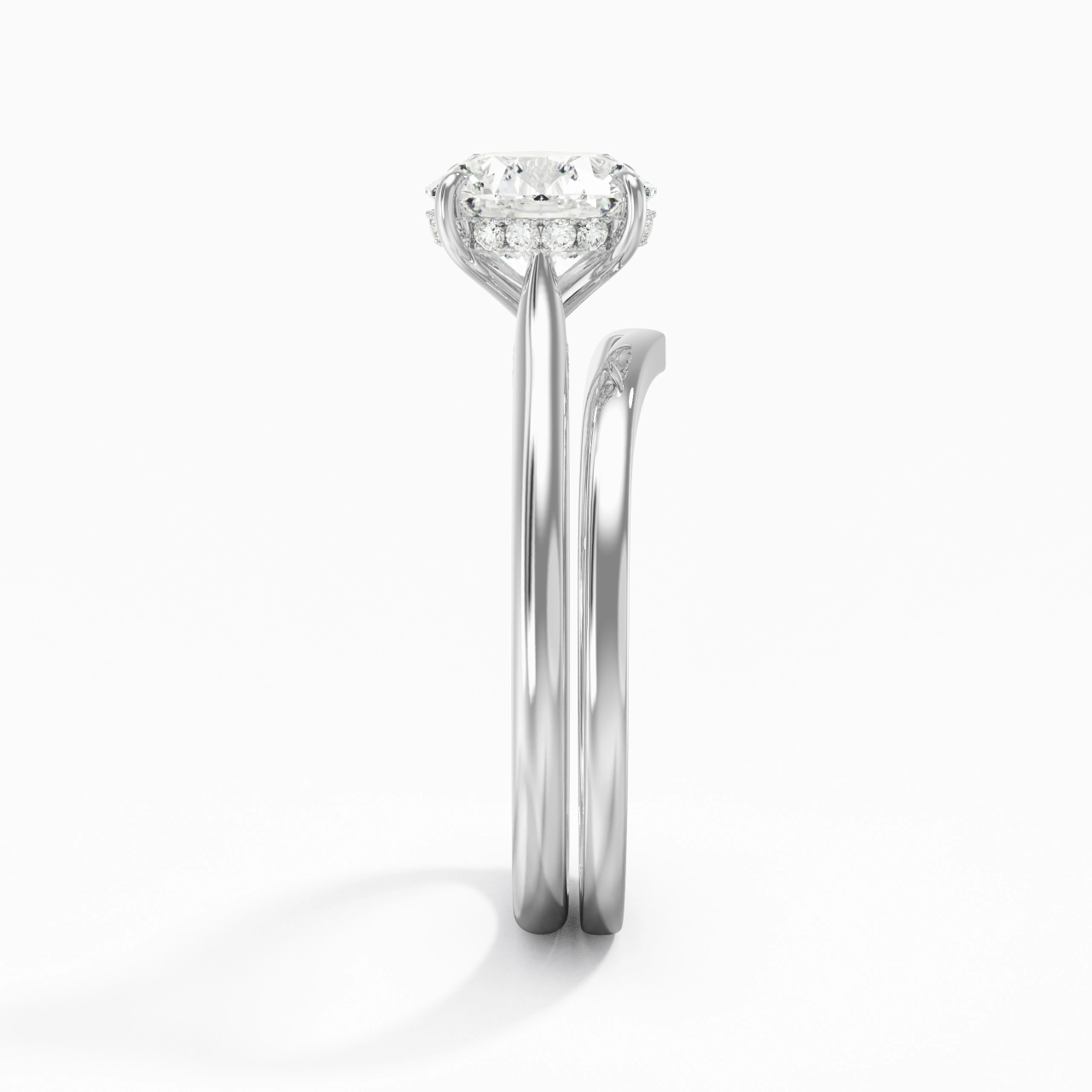 Cathedral Hidden Halo Wedding Ring Set 1.50ct Moissanite