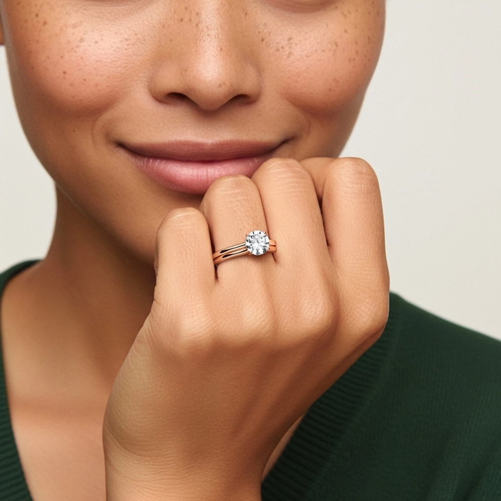 Cathedral Hidden Halo Wedding Ring Set 1.00ct Moissanite