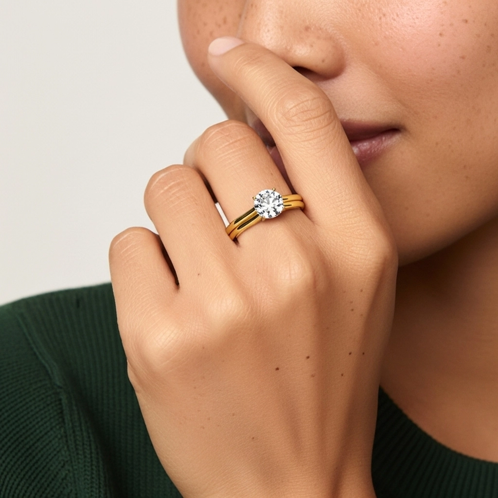 Cathedral Hidden Halo Wedding Ring Set 1.00ct Moissanite