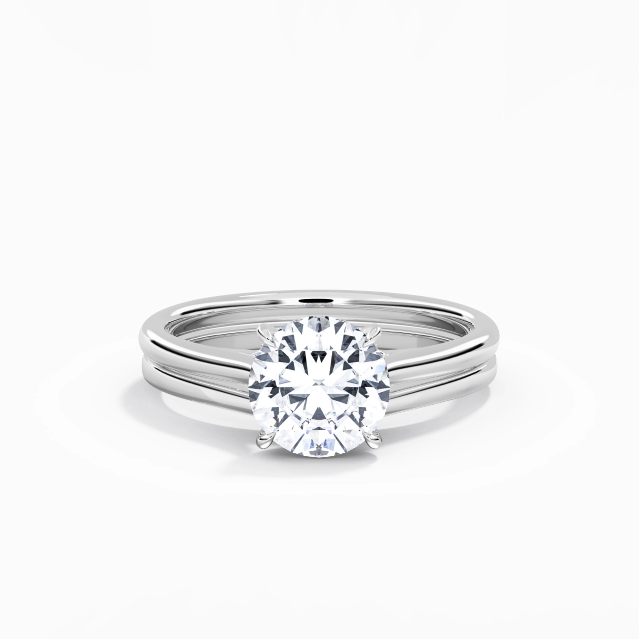 Cathedral Hidden Halo Wedding Ring Set 2.00ct Moissanite