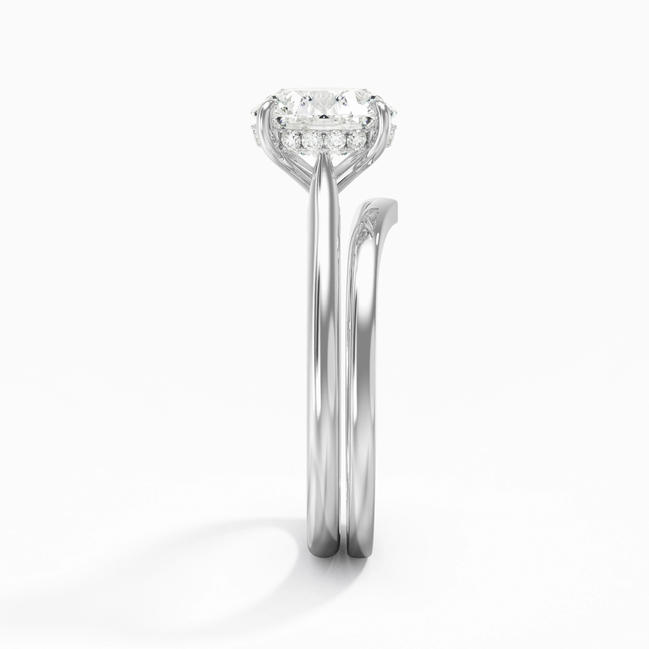 Cathedral Hidden Halo Wedding Ring Set 2.00ct Moissanite