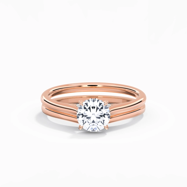 Traditional Shank Glory Cathedral Hidden Halo Wedding Ring Set Moissanite 1.00ct Round 925 Sterling Silver