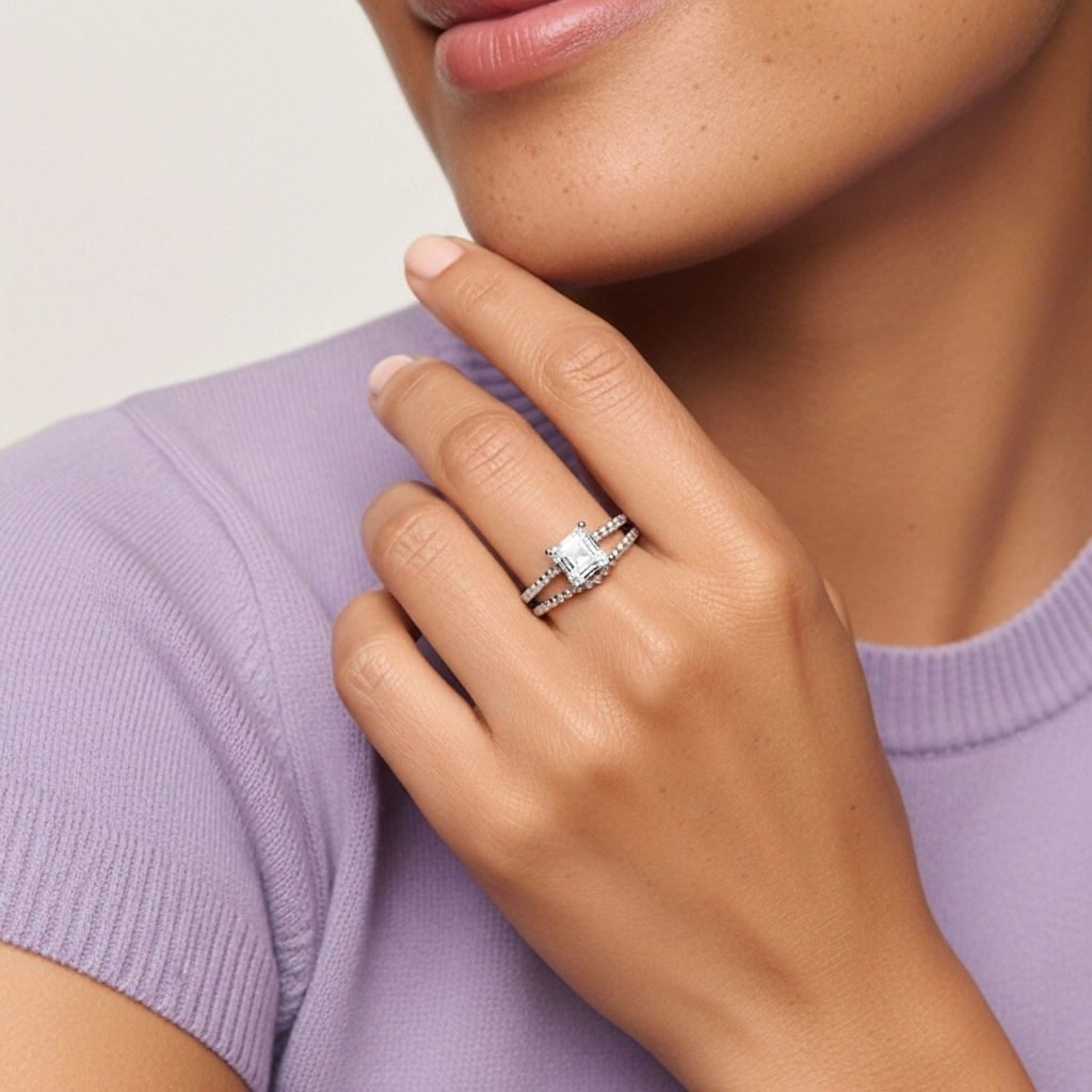 1.00ct Moissanite Wedding Ring Set 14K White Gold