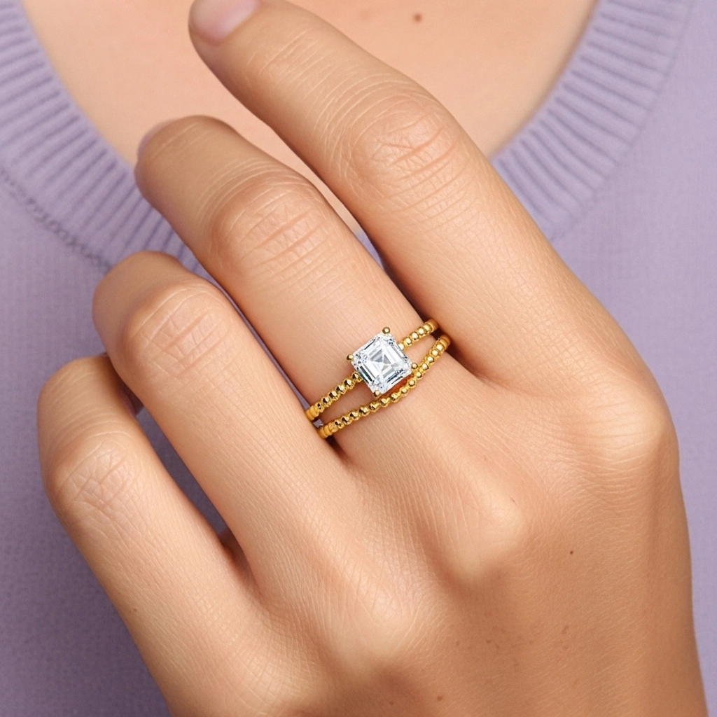 1.00ct Moissanite Ensemble d'alliances Or 14 carats