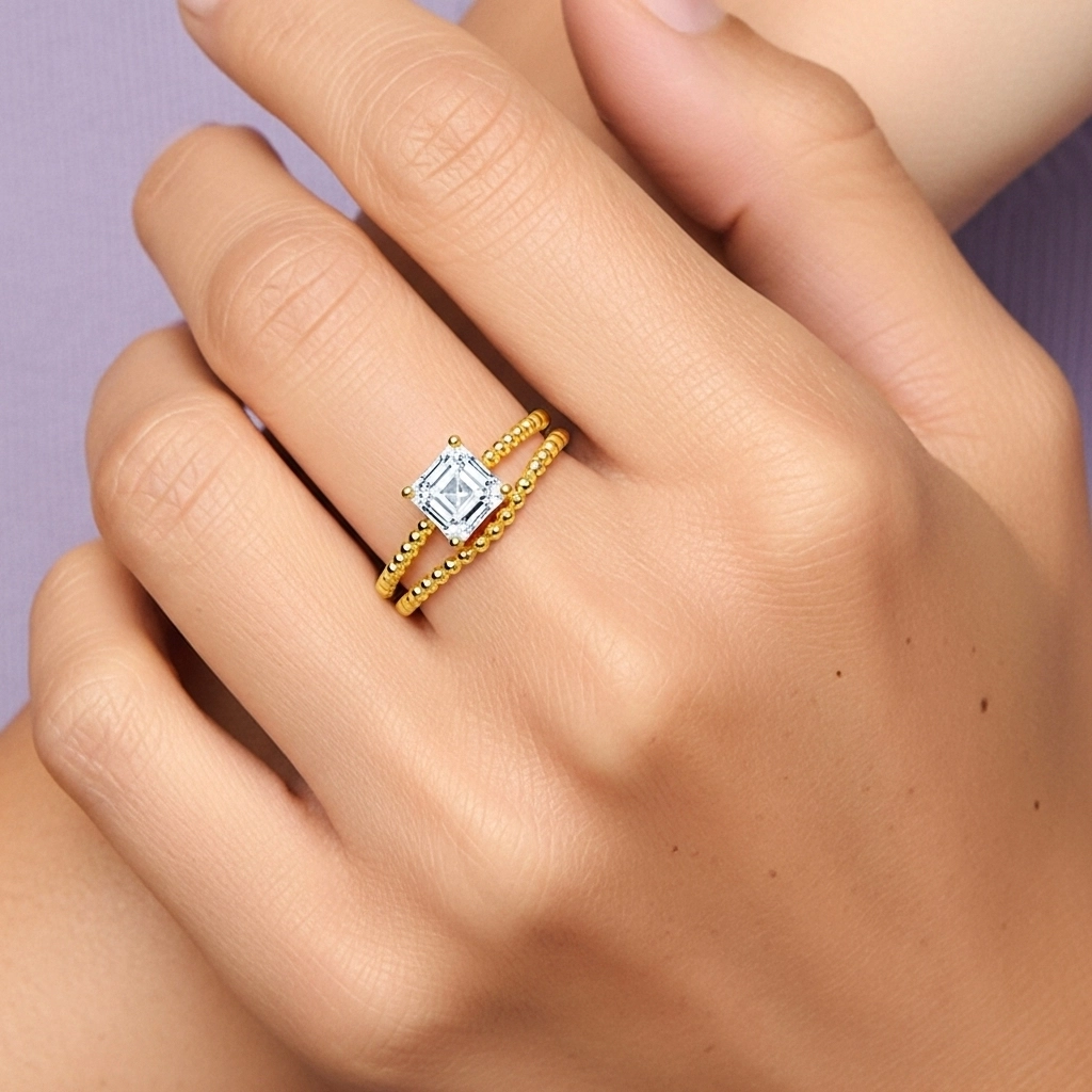 1.00ct Moissanite Ensemble d'alliances Or 14 carats