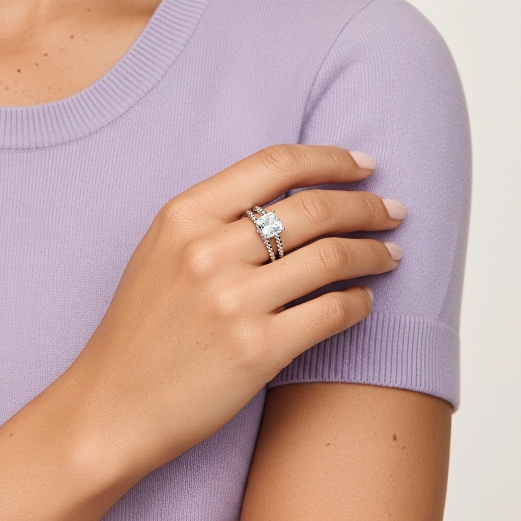 1.00ct Moissanite Wedding Ring Set Platinum