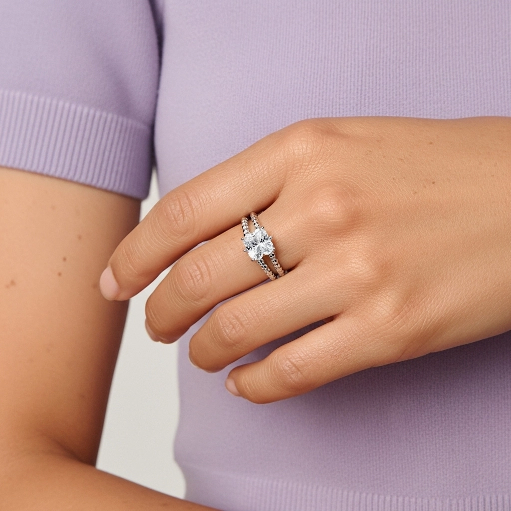 1.00ct Moissanite Wedding Ring Set Platinum