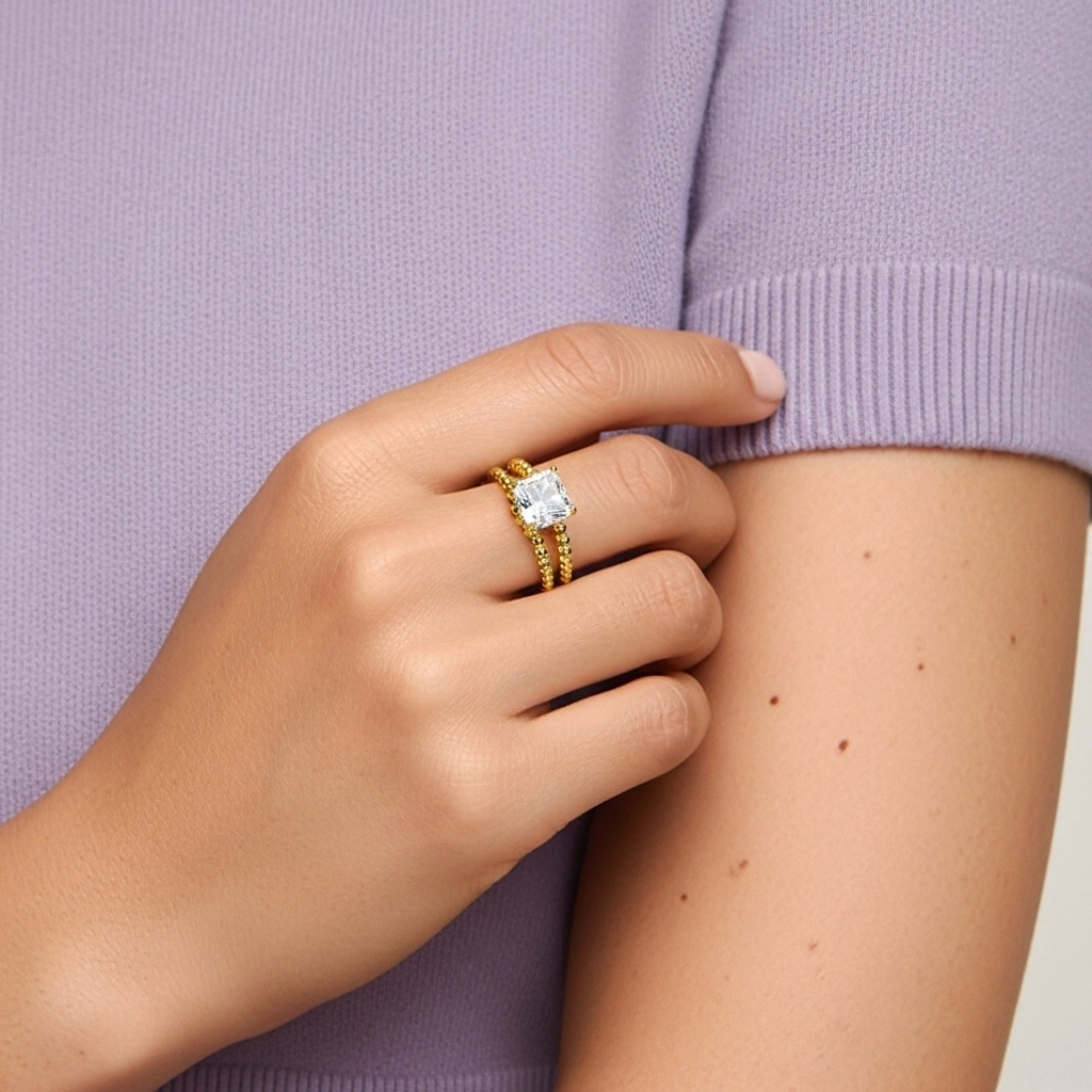 1.00ct Moissanite Wedding Ring Set 14K Gold