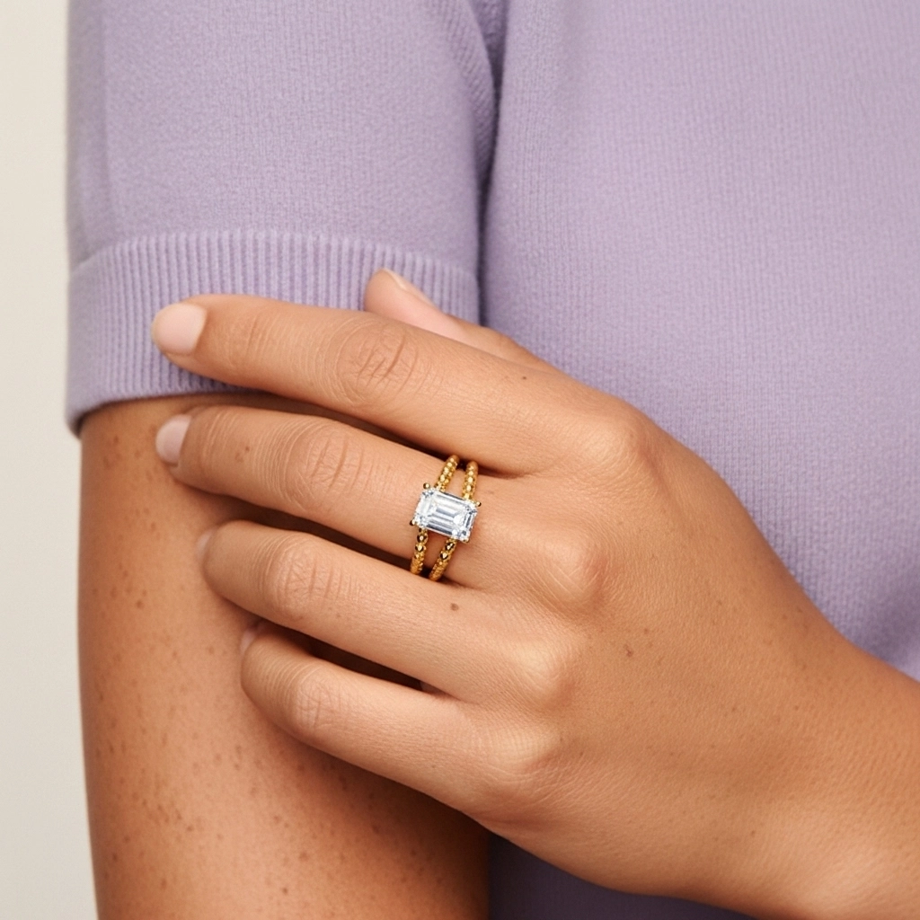 1.00ct Moissanite Ensemble d'alliances Or 14 carats