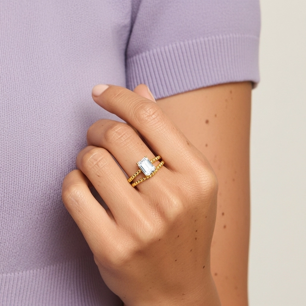 1.00ct Moissanite Ensemble d'alliances Or 14 carats