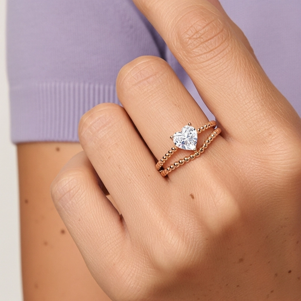 1.00ct Moissanite Wedding Ring Set 18K Rose Gold