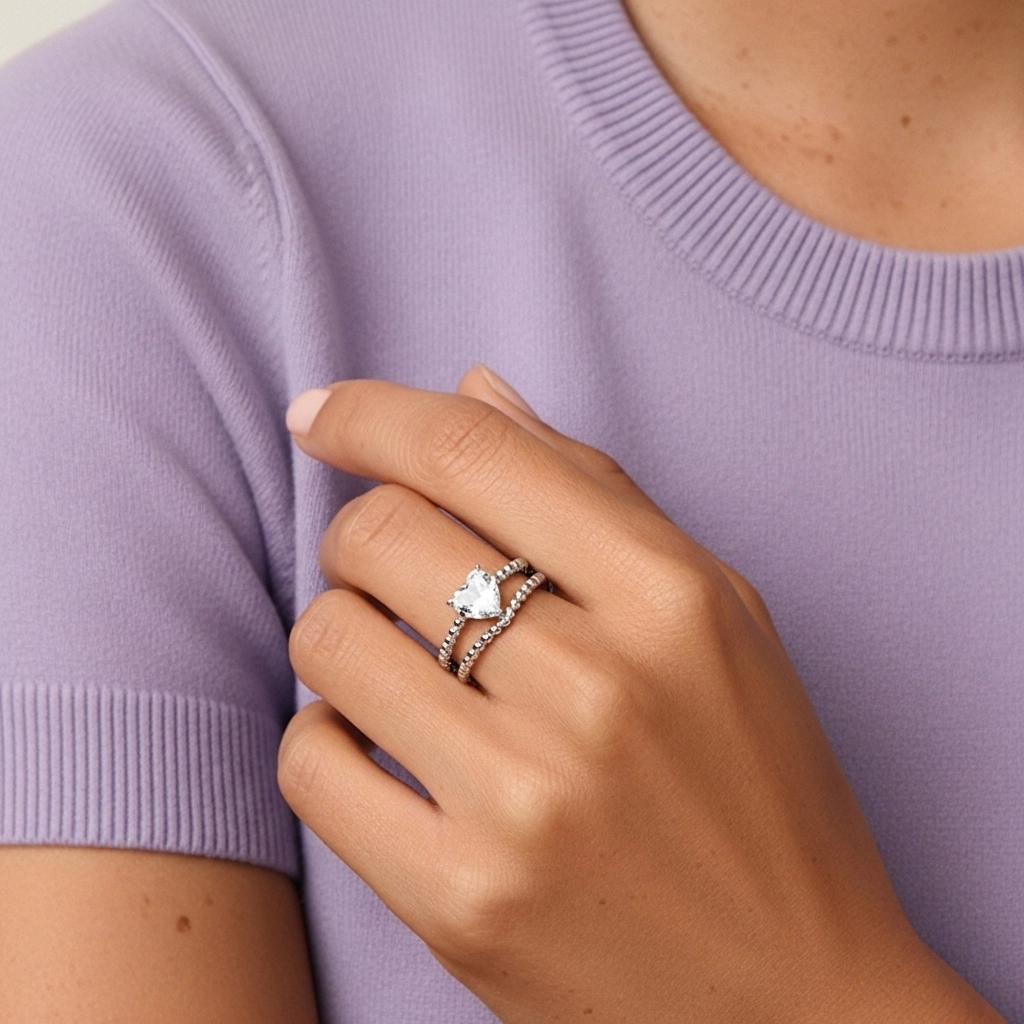 1.00ct Moissanite Wedding Ring Set Platinum