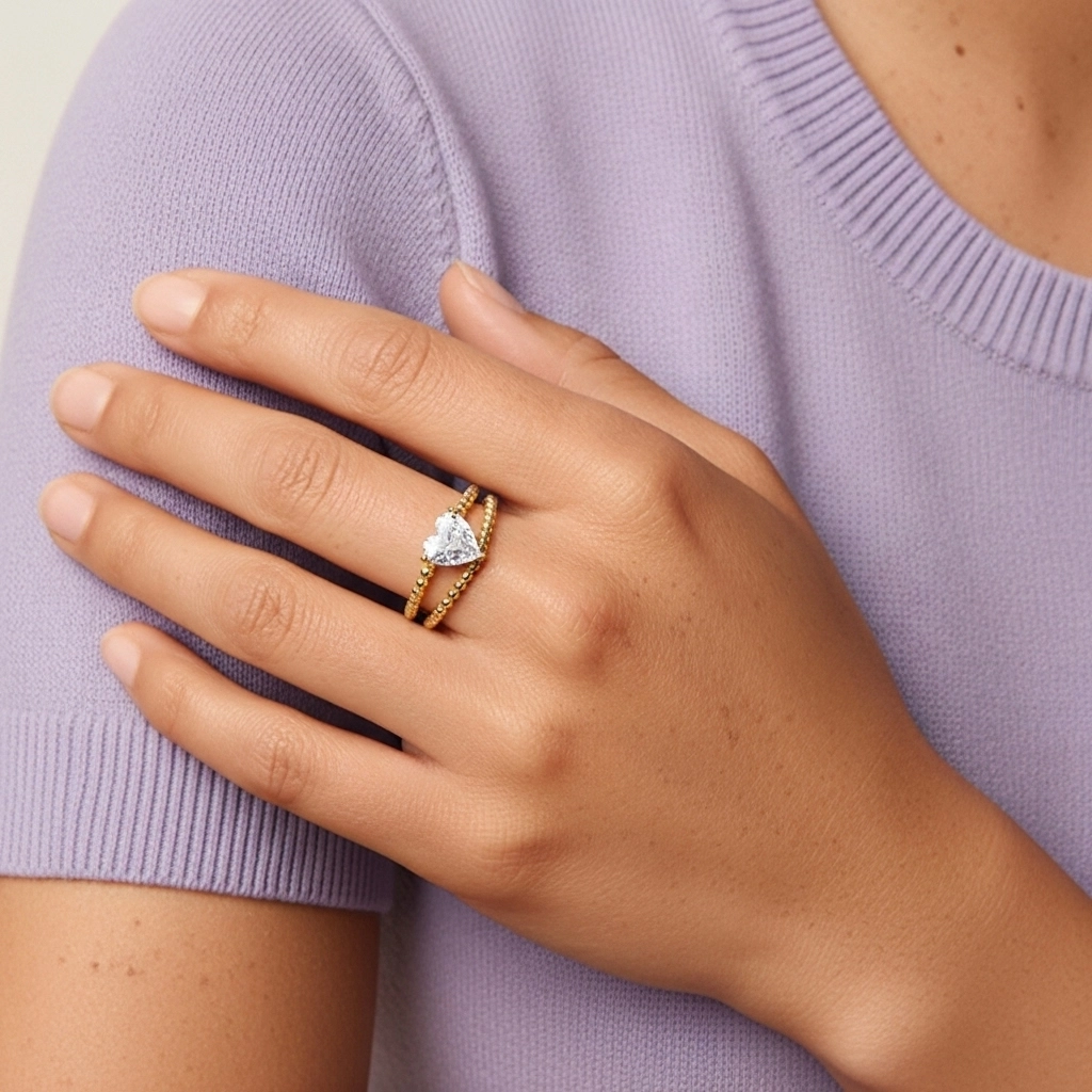 1.00ct Moissanite Wedding Ring Set 14K Gold