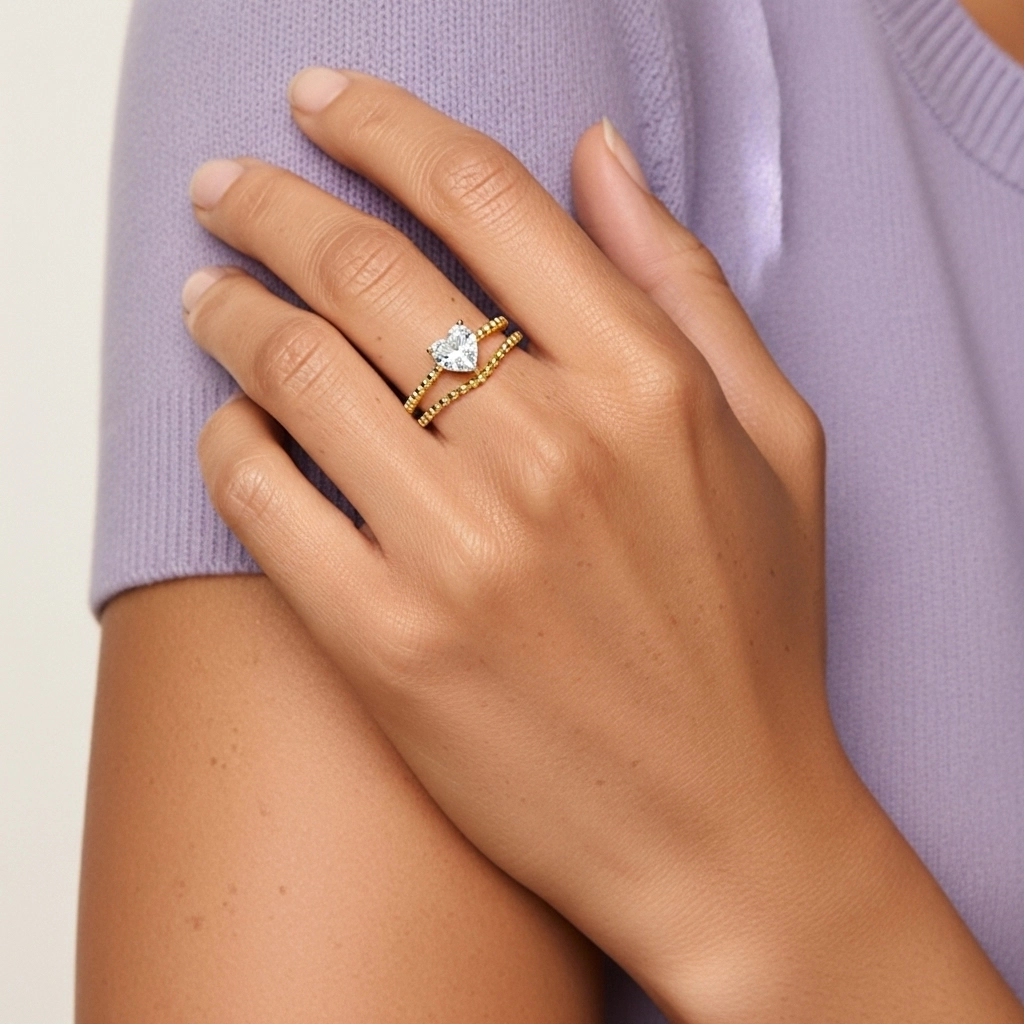 1.00ct Moissanite Wedding Ring Set 14K Gold