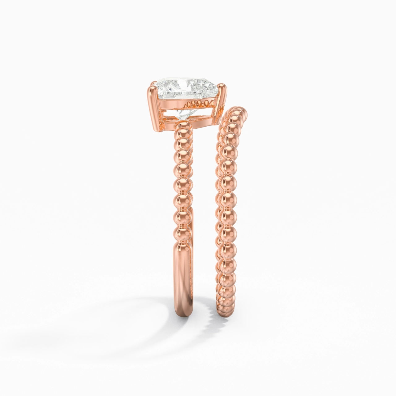 1.00ct Moissanite Wedding Ring Set 14K Rose Gold