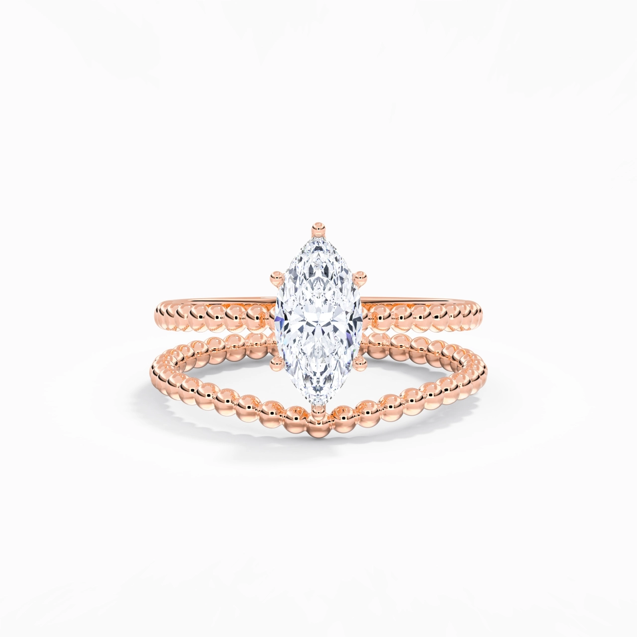 1.00ct Moissanite Wedding Ring Set 18K Rose Gold